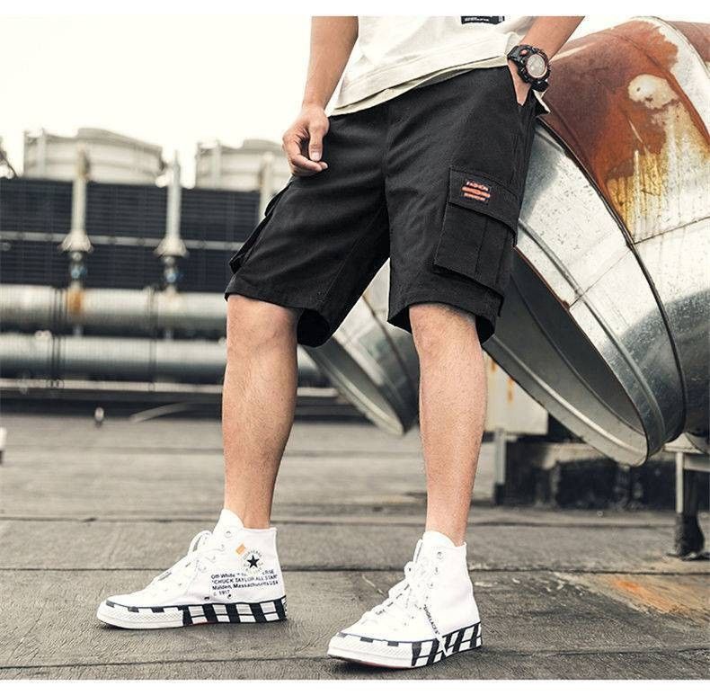 Men's summer five part pants,breathable trend large size midriff pants,casual large underpants,student quick drying overalls shorts,casual belt pockets,solid color elastic waist shorts,Tiktok-popular