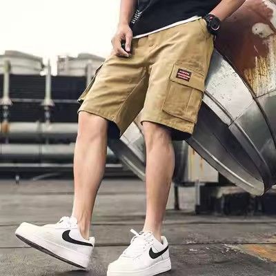 Men's summer five part pants,breathable trend large size midriff pants,casual large underpants,student quick drying overalls shorts,casual belt pockets,solid color elastic waist shorts,Tiktok-popular