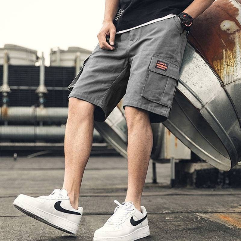 Men's summer five part pants,breathable trend large size midriff pants,casual large underpants,student quick drying overalls shorts,casual belt pockets,solid color elastic waist shorts,Tiktok-popular
