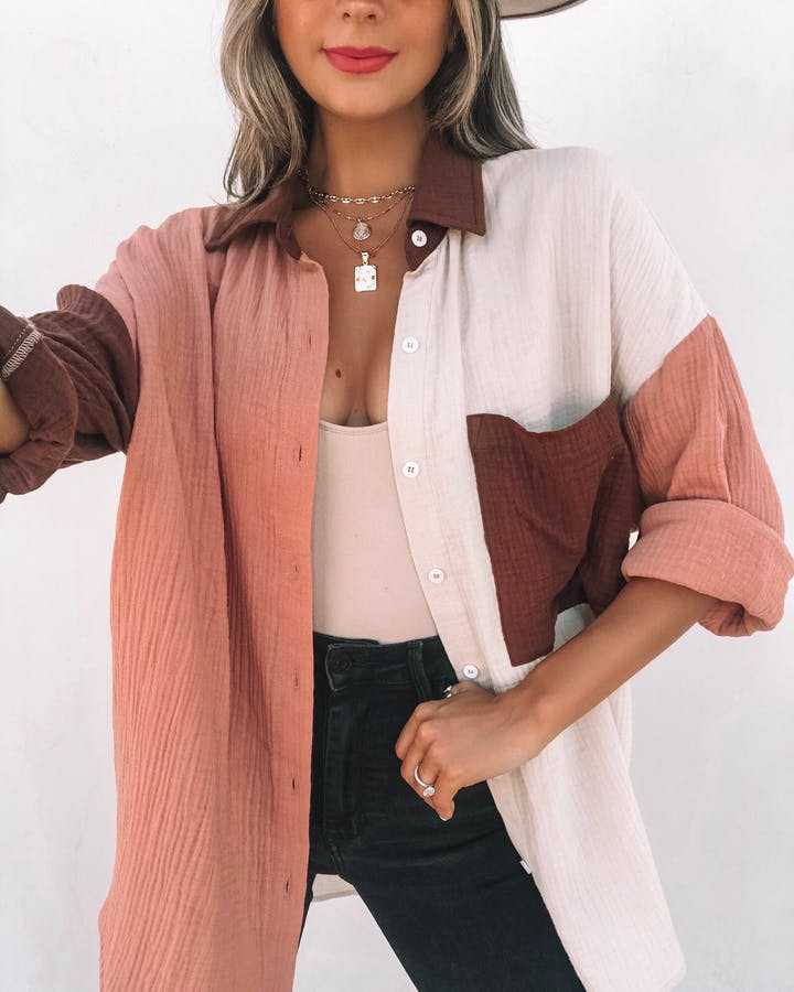 European and American popular shirts,2024 autumn new women's clothing,fashionable lapel pocket candy colored shirt top,casual versatile,single breasted off shoulder bat shirt,soft and comfortable