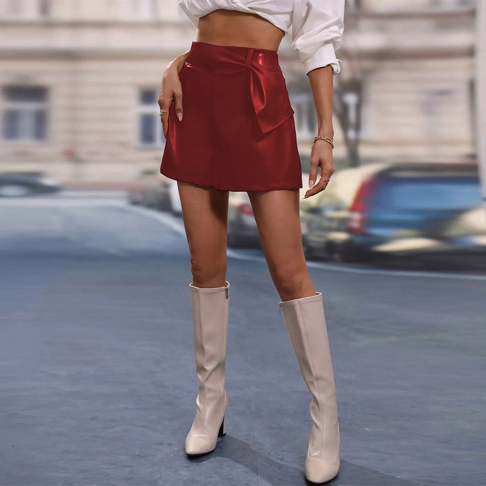New PU shorts for women,European and American Ins style casual shorts,zipper style Amazon,Wish hot selling pants,slim fit to show figure,simple and fashionable,soft and comfortable,Tiktok-hot sale