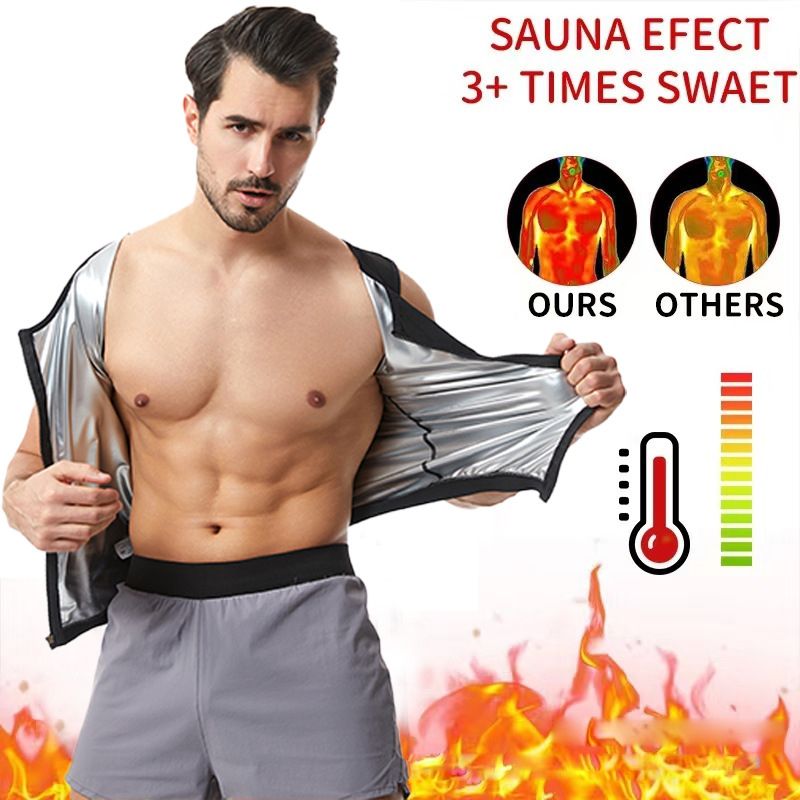 New Men's Running Sports Sweat Vest, Silver Ion Coating Sweat Tight Fitness Clothing, Abdominal Bodysuit, Sports Fitness Body Shaping Zipper Vest, Waist Sweat wicking Bodysuit, Tiktok Top