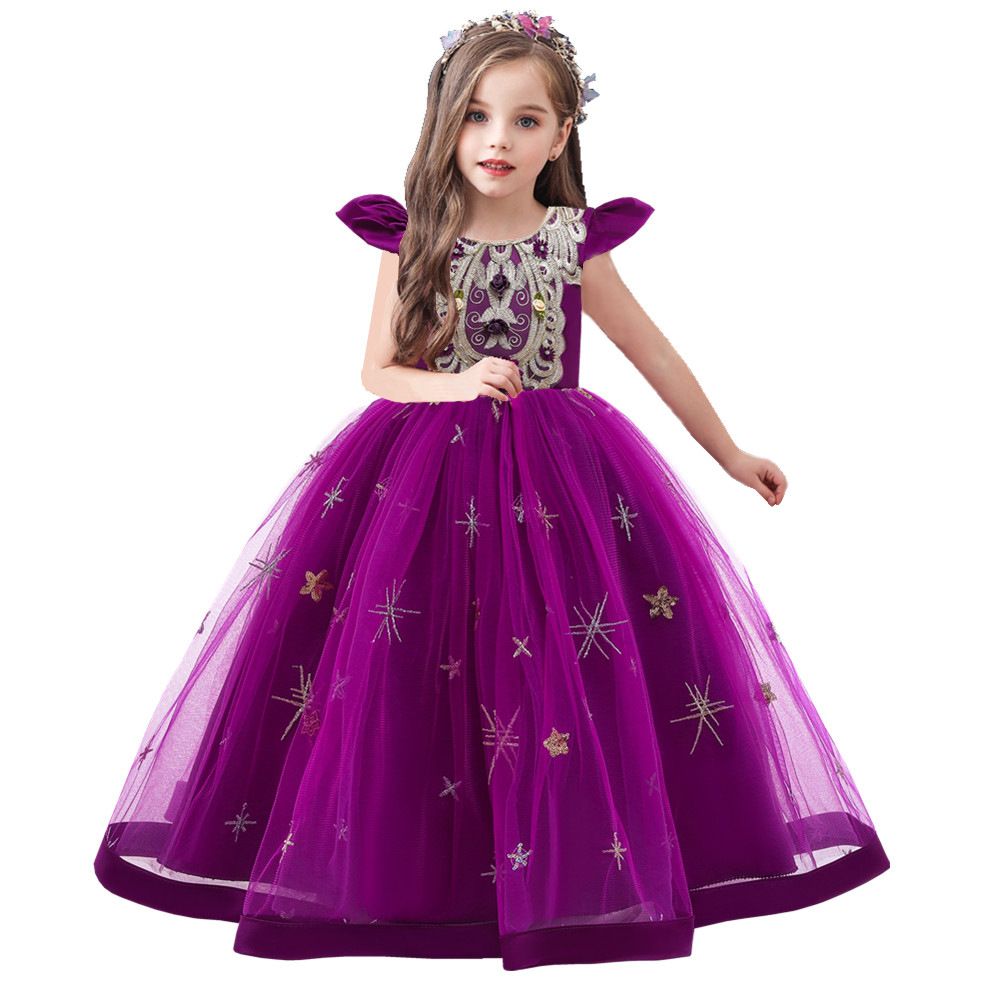 2024 new children's dress,sequined embroidered girls' princess dress,long campus stage performance evening dress,children's host,piano performance dress,princess chiffon skirt,fluffy skirt,A-lineskirt