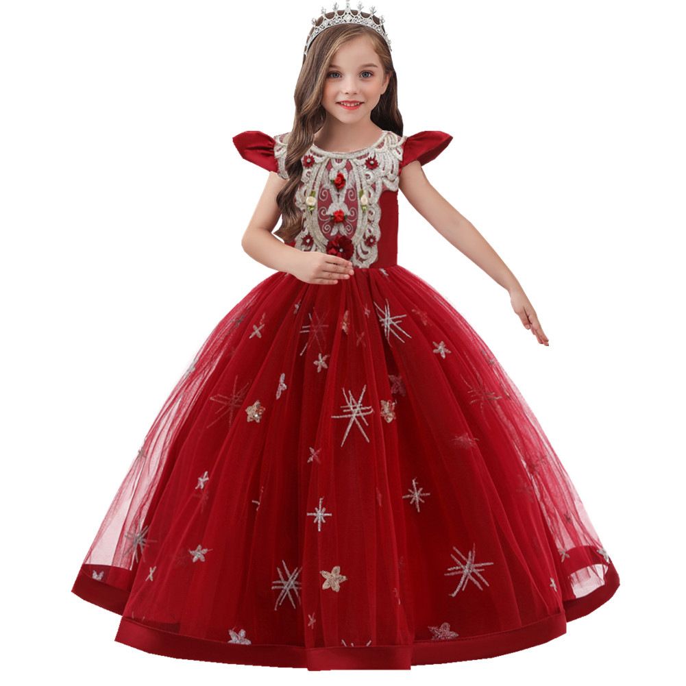 2024 new children's dress,sequined embroidered girls' princess dress,long campus stage performance evening dress,children's host,piano performance dress,princess chiffon skirt,fluffy skirt,A-lineskirt