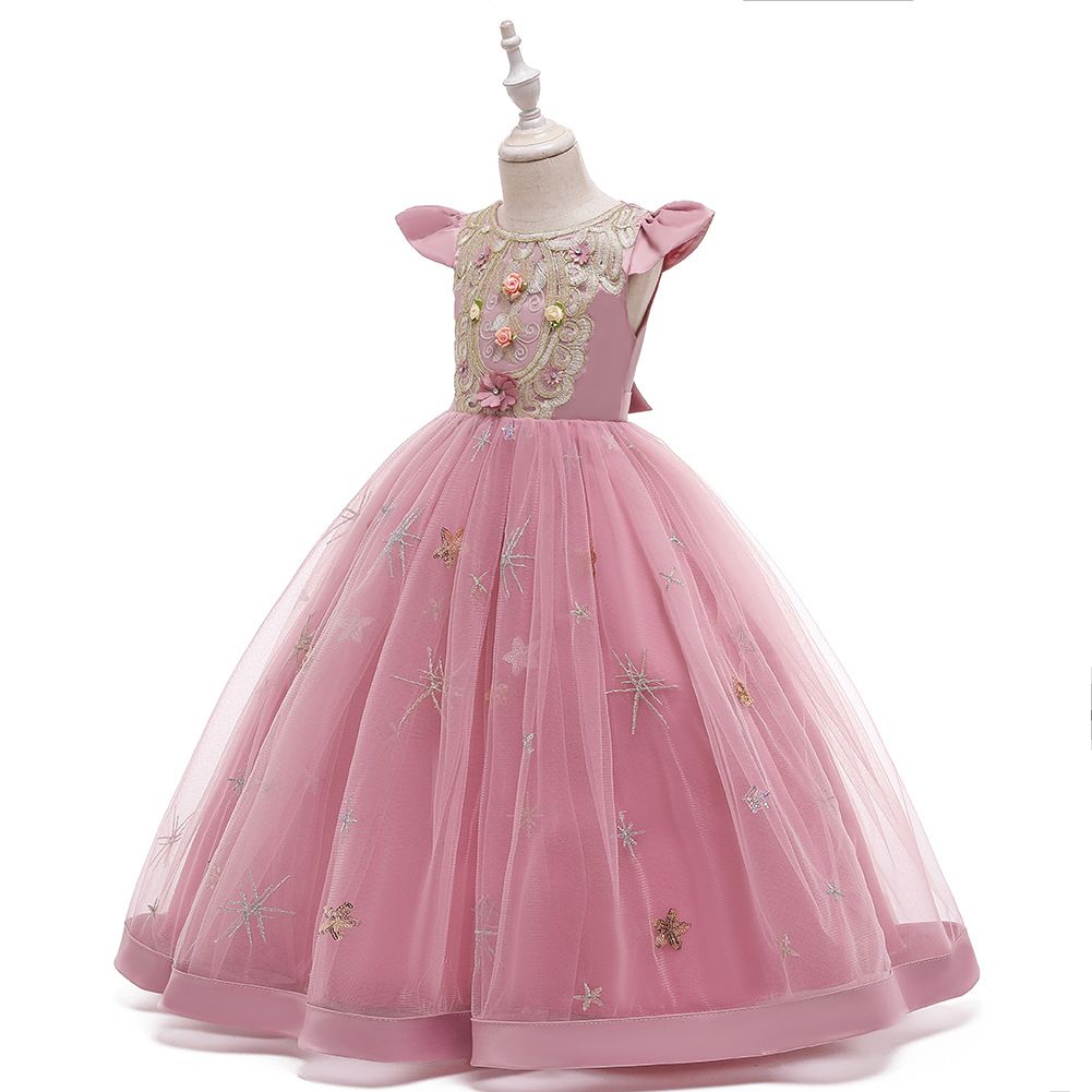 2024 new children's dress,sequined embroidered girls' princess dress,long campus stage performance evening dress,children's host,piano performance dress,princess chiffon skirt,fluffy skirt,A-lineskirt