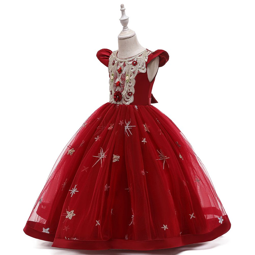 2024 new children's dress,sequined embroidered girls' princess dress,long campus stage performance evening dress,children's host,piano performance dress,princess chiffon skirt,fluffy skirt,A-lineskirt