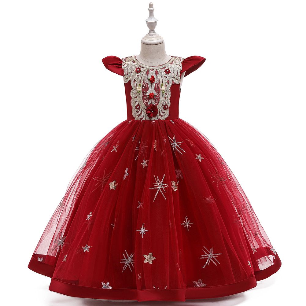 2024 new children's dress,sequined embroidered girls' princess dress,long campus stage performance evening dress,children's host,piano performance dress,princess chiffon skirt,fluffy skirt,A-lineskirt