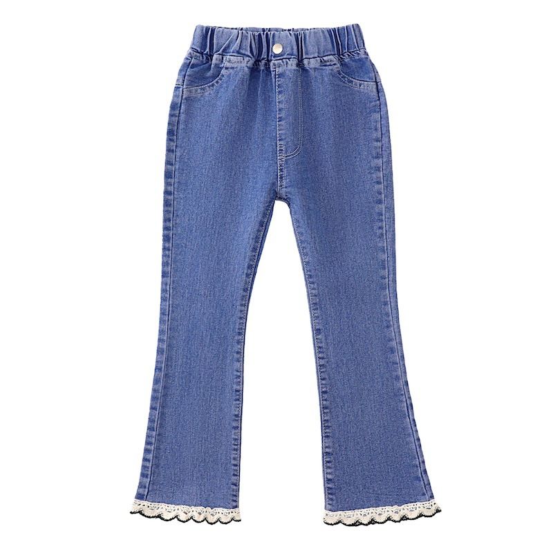 New girls' jeans, popular slim bell bottoms in autumn 2024, children's lace trousers, fashionable and versatile, soft and comfortable, skin friendly, foreign, Tiktok - popular