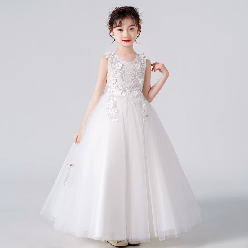 2024 new children's dress princess dress, high-end fluffy dress for wedding flower girls, stylish performance dress for girls' piano hosts, trendy mesh dress, popular European and American styles