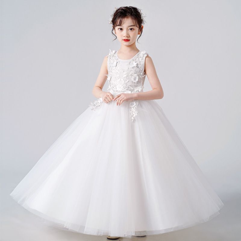2024 new children's dress princess dress, high-end fluffy dress for wedding flower girls, stylish performance dress for girls' piano hosts, trendy mesh dress, popular European and American styles