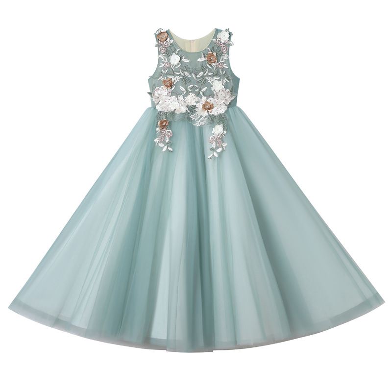 2024 new children's dress princess dress, high-end fluffy dress for wedding flower girls, stylish performance dress for girls' piano hosts, trendy mesh dress, popular European and American styles