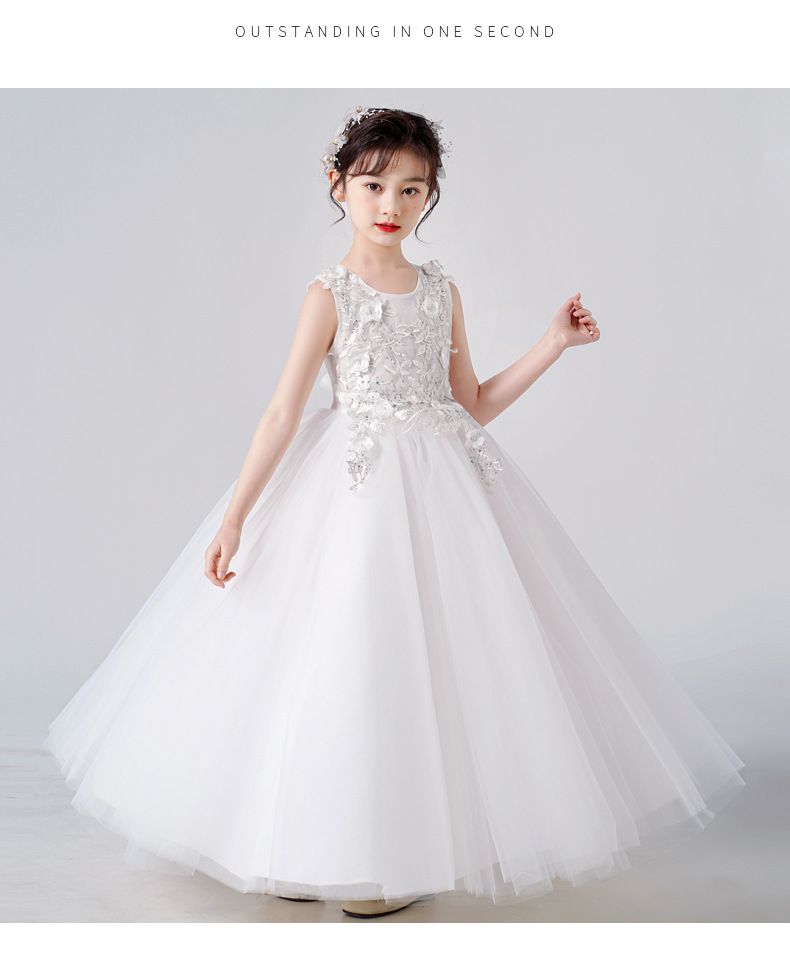 2024 new children's dress princess dress, high-end fluffy dress for wedding flower girls, stylish performance dress for girls' piano hosts, trendy mesh dress, popular European and American styles