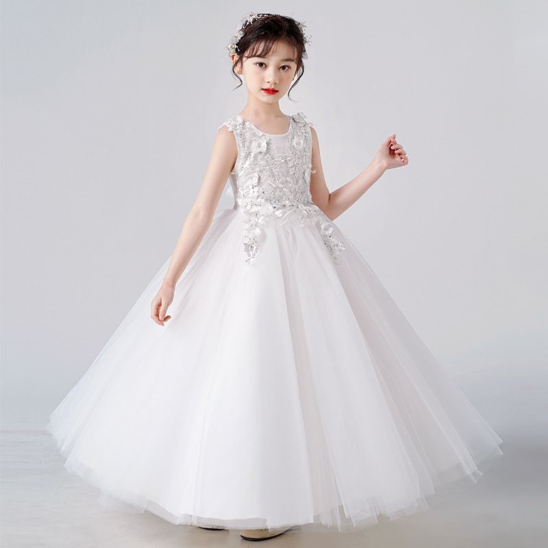 2024 new children's dress princess dress, high-end fluffy dress for wedding flower girls, stylish performance dress for girls' piano hosts, trendy mesh dress, popular European and American styles