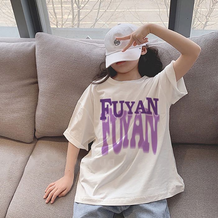 New explosive street style children's clothing T-shirt for girls, short sleeved summer children's mid to large age girls' top, half sleeved T-shirt trendy ins, popular pure cotton style clothes, soft