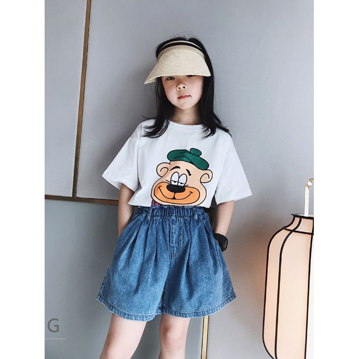 New explosive street style children's clothing T-shirt for girls, short sleeved summer children's mid to large age girls' top, half sleeved T-shirt trendy ins, popular pure cotton style clothes, soft