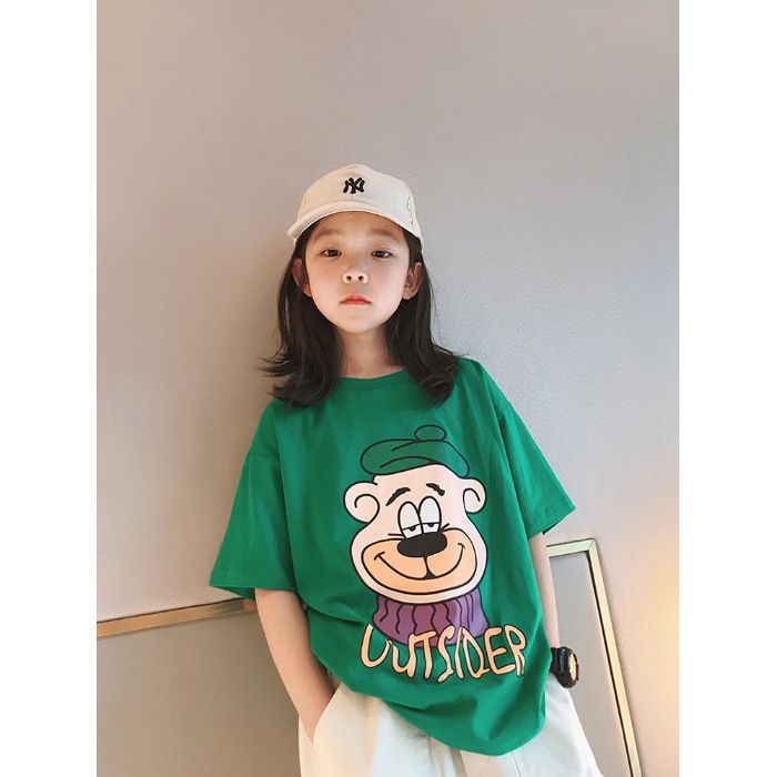 New explosive street style children's clothing T-shirt for girls, short sleeved summer children's mid to large age girls' top, half sleeved T-shirt trendy ins, popular pure cotton style clothes, soft
