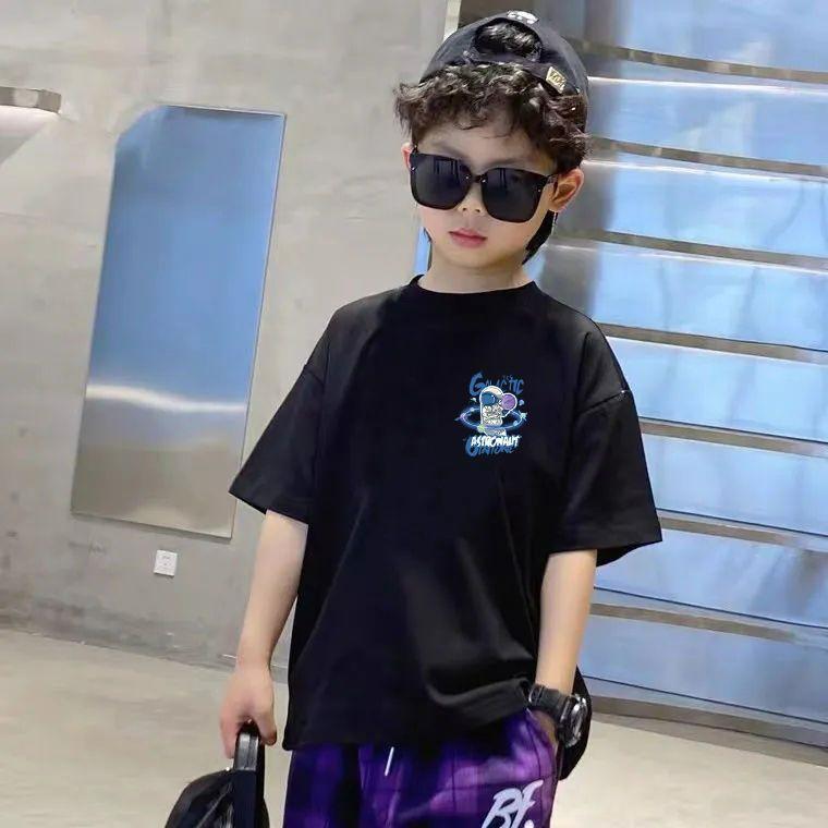 New trendy street style children's clothing,boys' t-shirts with short sleeves,summer children's mid to large boys' tops with half sleeves,autumn innerwear with trendy ins,soft breathable,comfortable