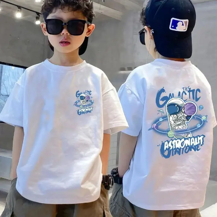 New trendy street style children's clothing,boys' t-shirts with short sleeves,summer children's mid to large boys' tops with half sleeves,autumn innerwear with trendy ins,soft breathable,comfortable