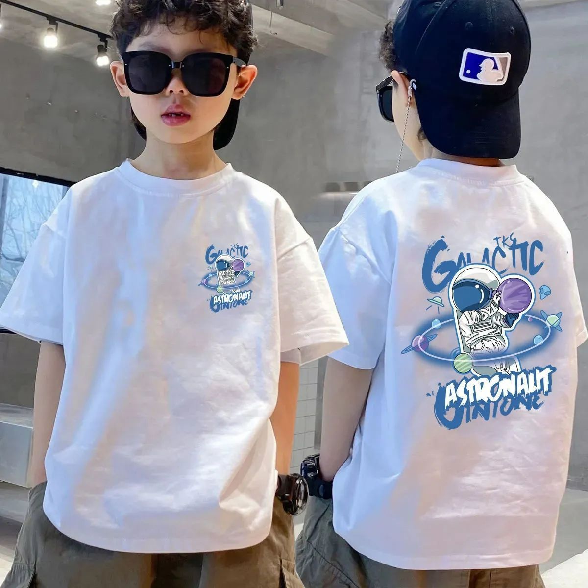 New trendy street style children's clothing,boys' t-shirts with short sleeves,summer children's mid to large boys' tops with half sleeves,autumn innerwear with trendy ins,soft breathable,comfortable