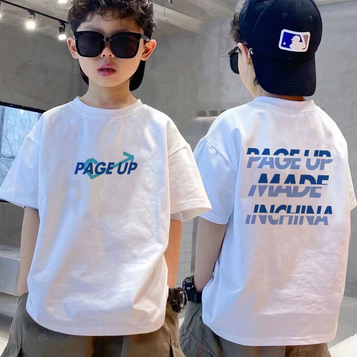 New trendy street style children's clothing,boys' t-shirts with short sleeves,summer children's mid to large boys' tops with half sleeves,autumn innerwear with trendy ins,soft breathable,comfortable