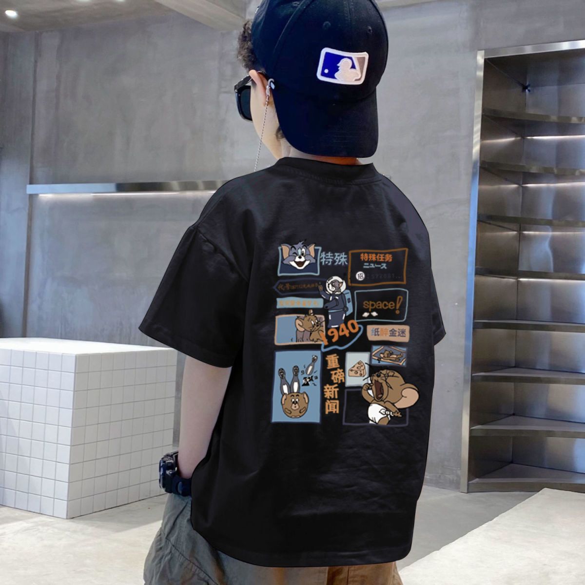 New trendy street style children's clothing,boys' t-shirts with short sleeves,summer children's mid to large boys' tops with half sleeves,autumn innerwear with trendy ins,soft breathable,comfortable