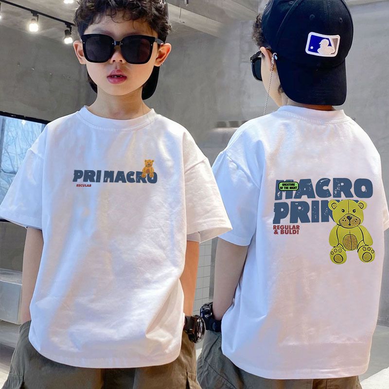 New trendy street style children's clothing,boys' t-shirts with short sleeves,summer children's mid to large boys' tops with half sleeves,autumn innerwear with trendy ins,soft breathable,comfortable