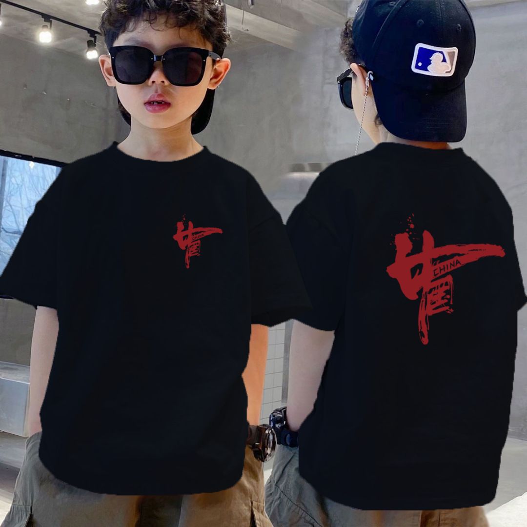 New trendy street style children's clothing,boys' t-shirts with short sleeves,summer children's mid to large boys' tops with half sleeves,autumn innerwear with trendy ins,soft breathable,comfortable