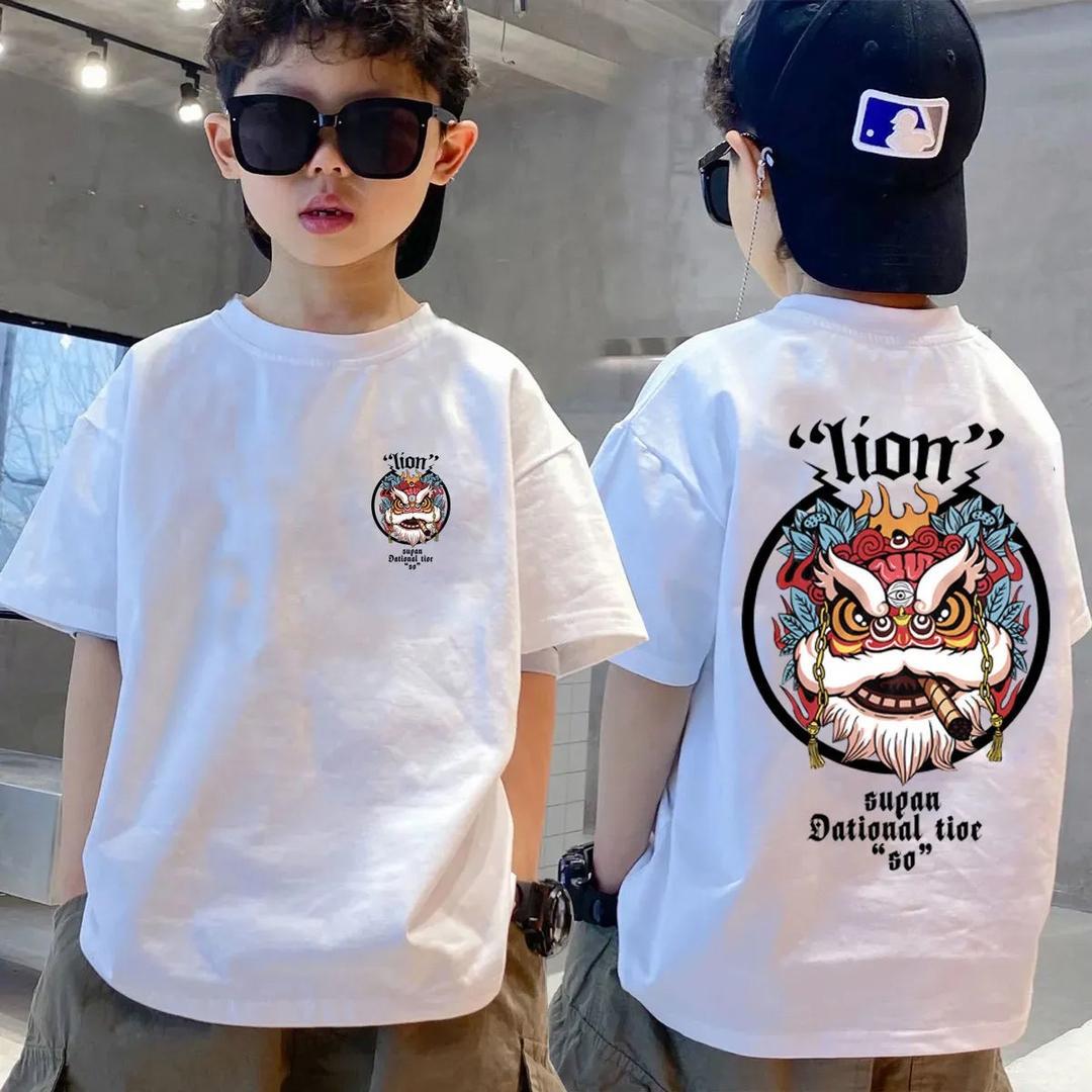 New trendy street style children's clothing,boys' t-shirts with short sleeves,summer children's mid to large boys' tops with half sleeves,autumn innerwear with trendy ins,soft breathable,comfortable