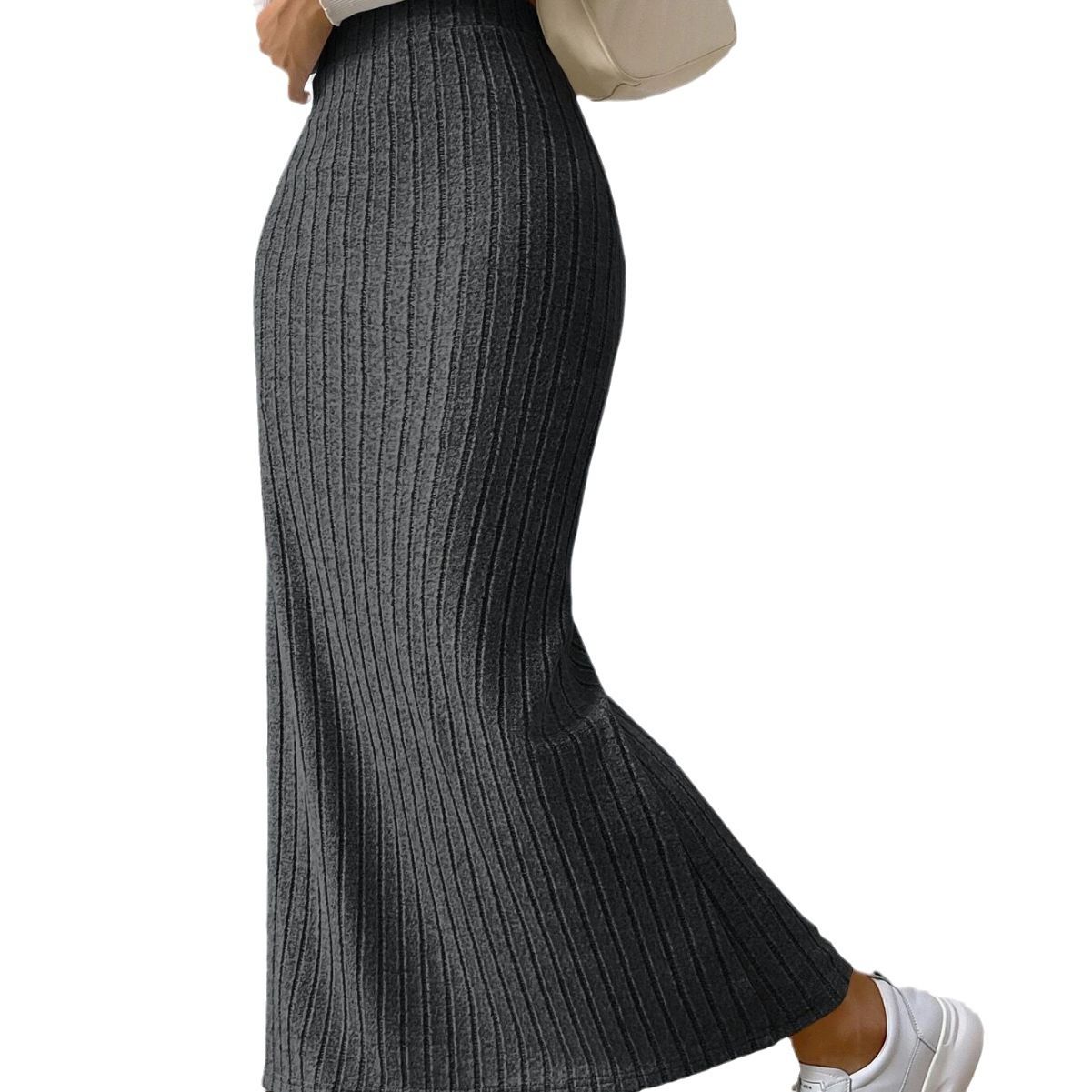 2024 new high waist side slit skirt,slim knit skirt women,fashionable long skirt,solid color elastic waist skirt,Tiktok Amazon popular,simple and casual,fashionable and versatile,soft and comfortable
