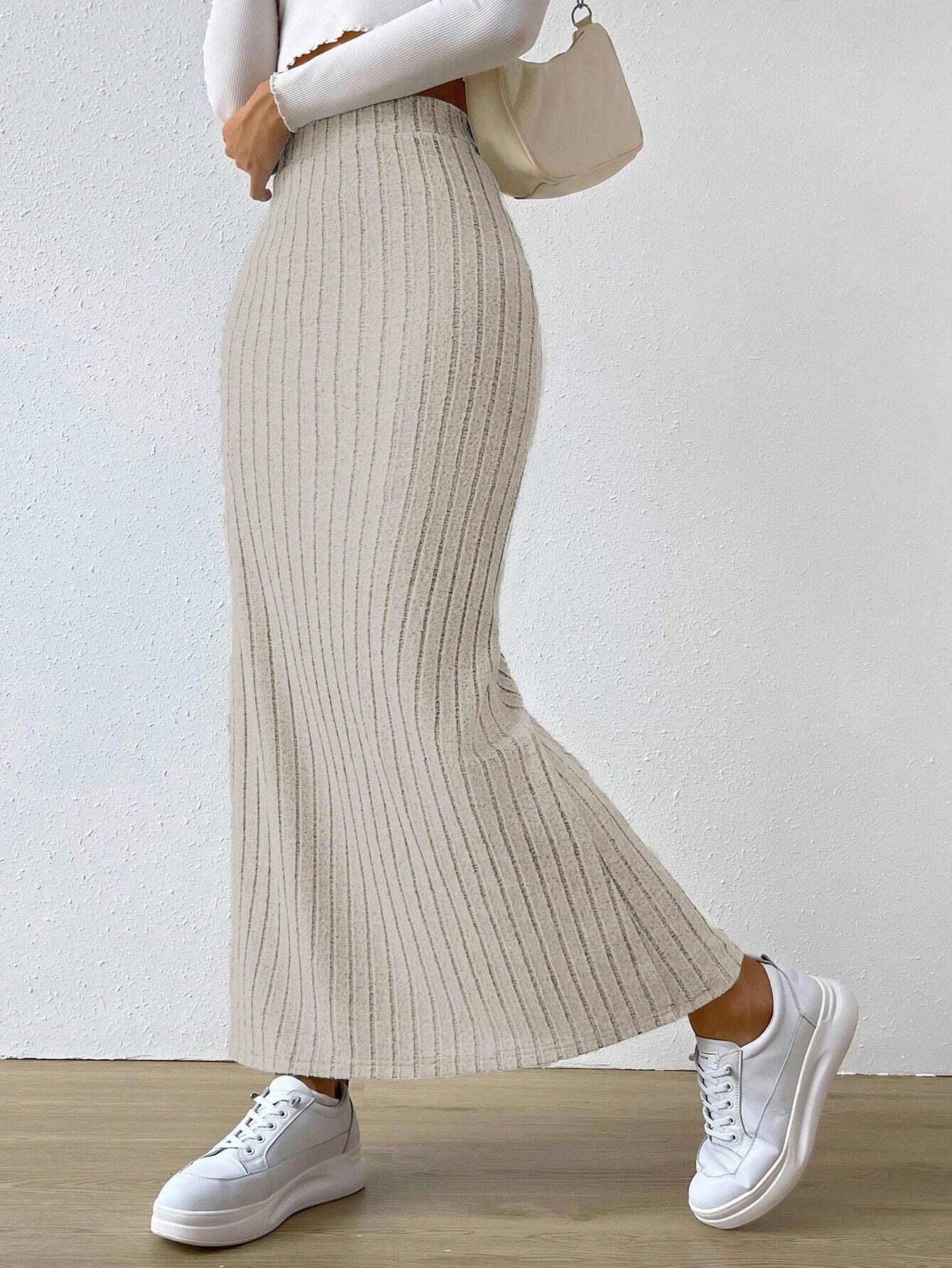 2024 new high waist side slit skirt,slim knit skirt women,fashionable long skirt,solid color elastic waist skirt,Tiktok Amazon popular,simple and casual,fashionable and versatile,soft and comfortable