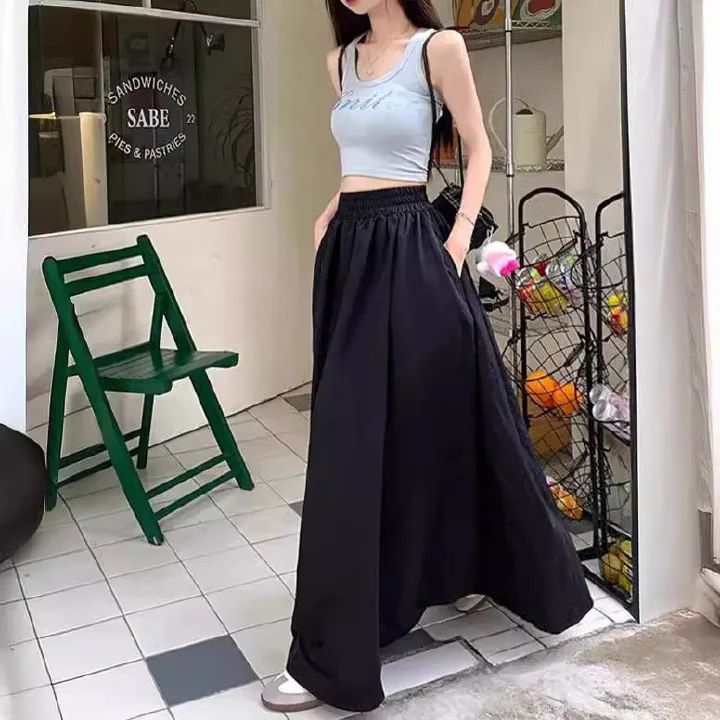 2024 vintage niche green elastic waist skirt for women, high waist slimming umbrella skirt, slim fit A-line skirt, waist cinching long skirt, versatile A-line long skirt, With pocket,comfortable