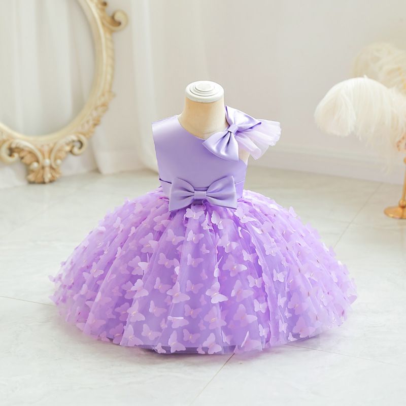 2024 new girls' princess dress,mesh children's dress, popular children's puffy dress, birthday hosting performance dress,slim waist cinched gauze dress, bow decoration sleeveless dress,skin friendly