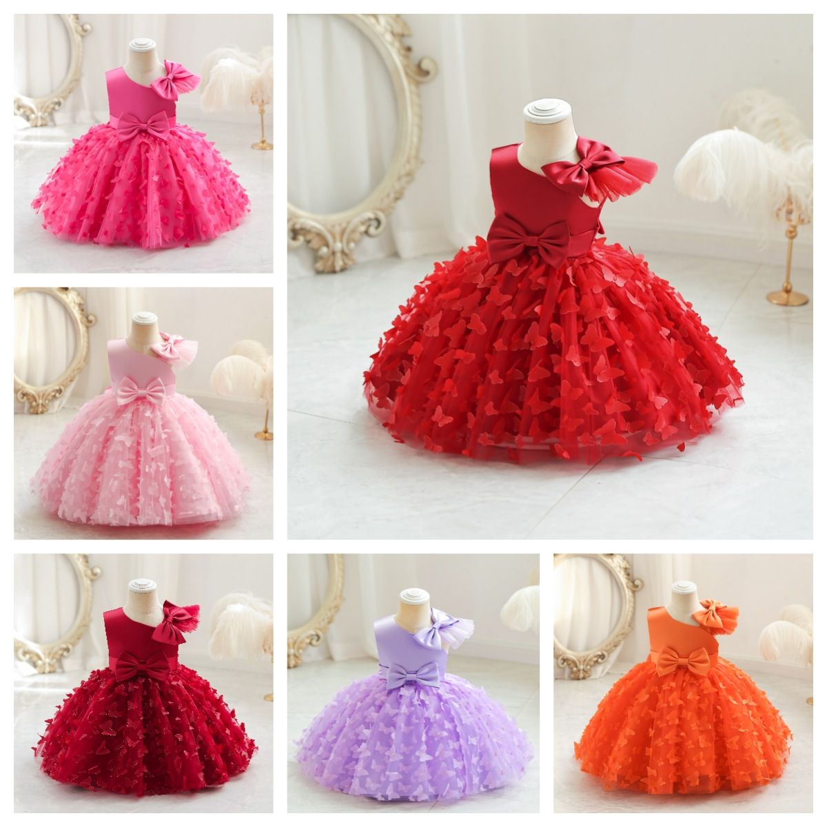 2024 new girls' princess dress,mesh children's dress, popular children's puffy dress, birthday hosting performance dress,slim waist cinched gauze dress, bow decoration sleeveless dress,skin friendly