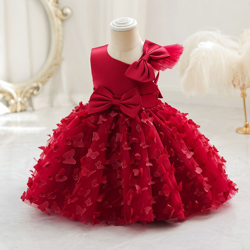 2024 new girls' princess dress,mesh children's dress, popular children's puffy dress, birthday hosting performance dress,slim waist cinched gauze dress, bow decoration sleeveless dress,skin friendly