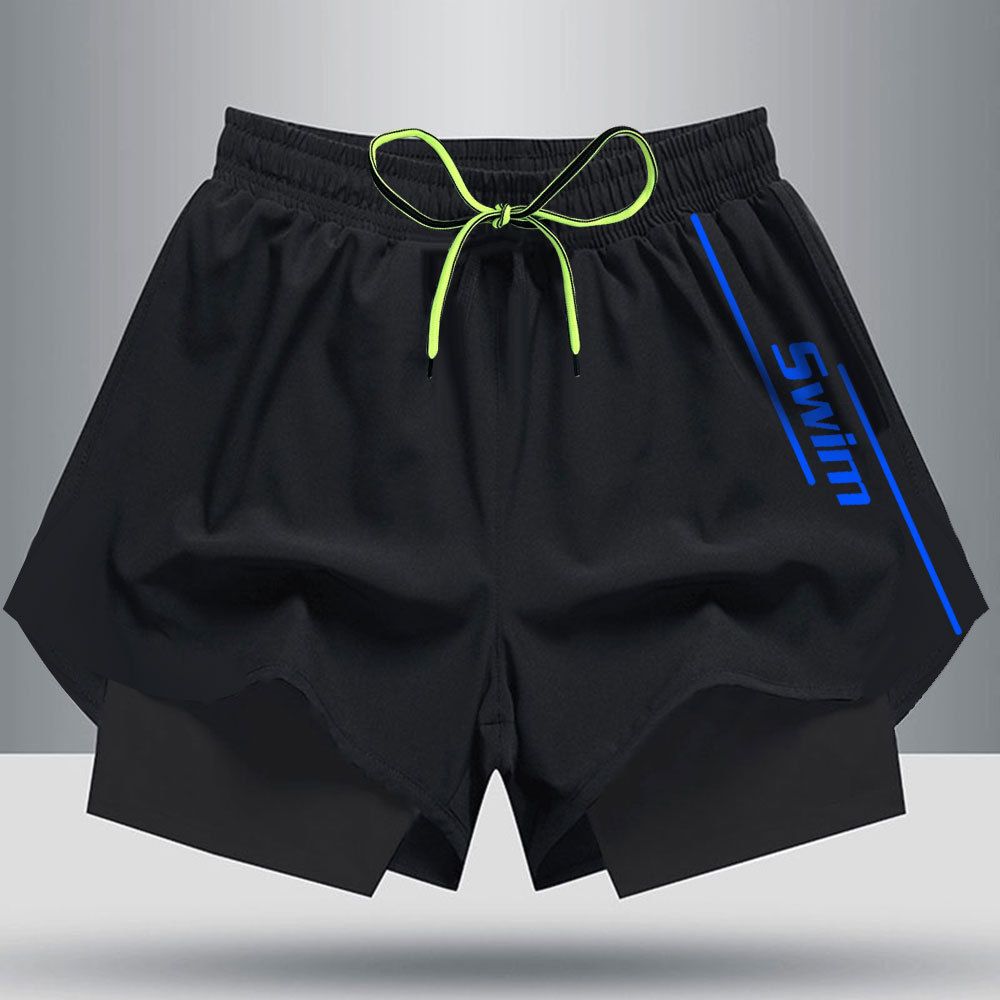 Fashionable new swimsuit men, anti awkward loose oversized shorts, quick drying swimsuit men's beach pants, hot spring double-layer lined swimming equipment, quick drying, breathable, sweat absorbing