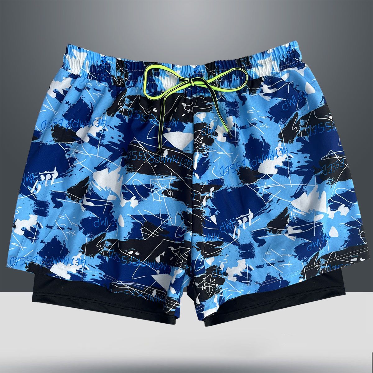 Fashionable new swimsuit men, anti awkward loose oversized shorts, quick drying swimsuit men's beach pants, hot spring double-layer lined swimming equipment, quick drying, breathable, sweat absorbing