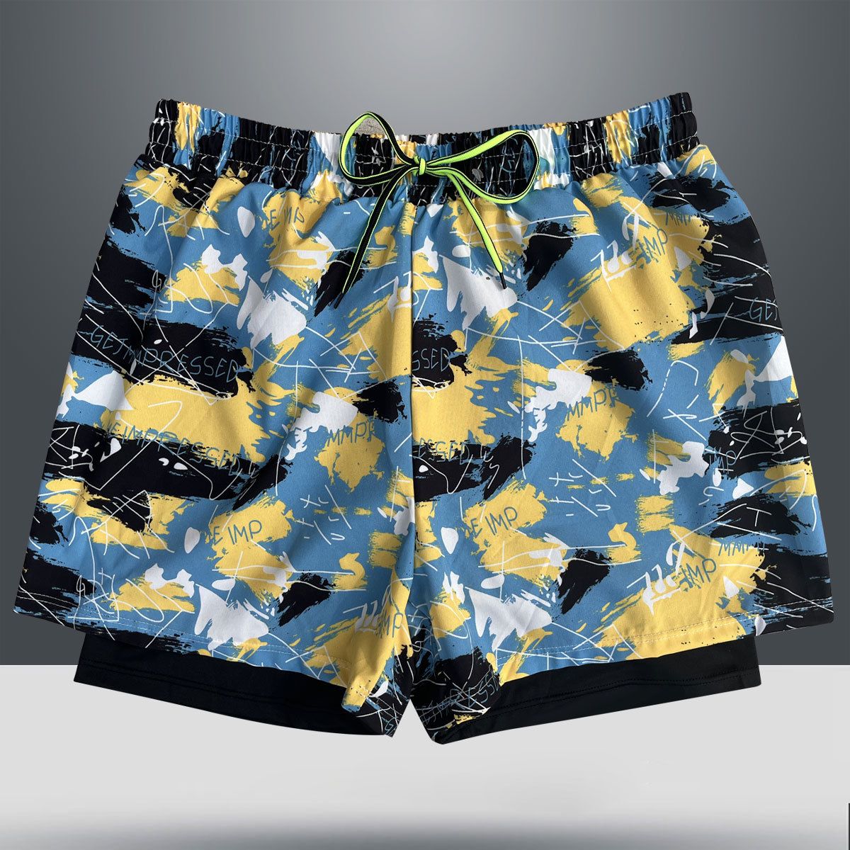 Fashionable new swimsuit men, anti awkward loose oversized shorts, quick drying swimsuit men's beach pants, hot spring double-layer lined swimming equipment, quick drying, breathable, sweat absorbing