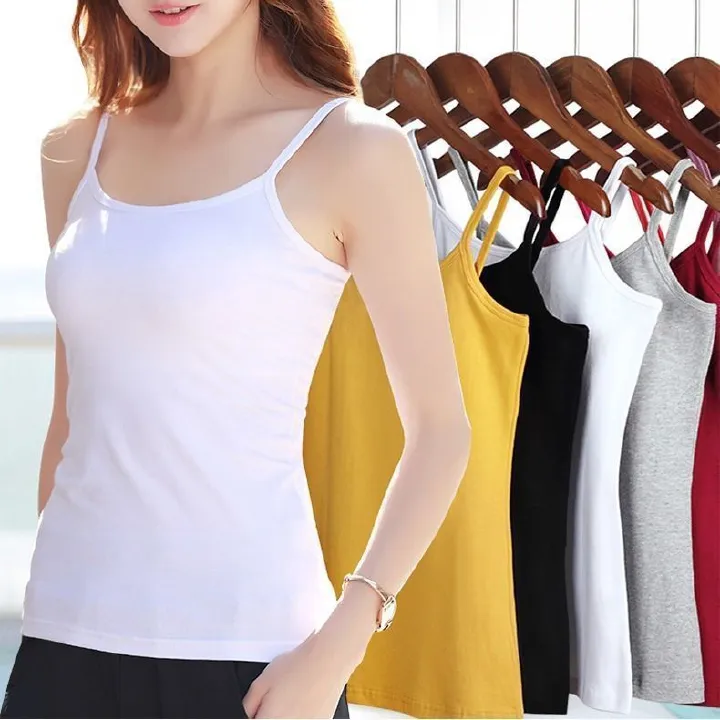 New solid color small camisole vest for women, slim fit and versatile, summer women's student top base shirt, autumn inner and outer sleeveless top, cotton fashionable base shirt, popular in Africa