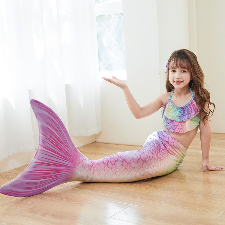 New children's mermaid swimsuit,performance swimsuit three piece set,fish tail,princess dresses for girls of all sizes,bikini clothing,swimsuit set,fashionable mermaid princess clothing,skin friendly