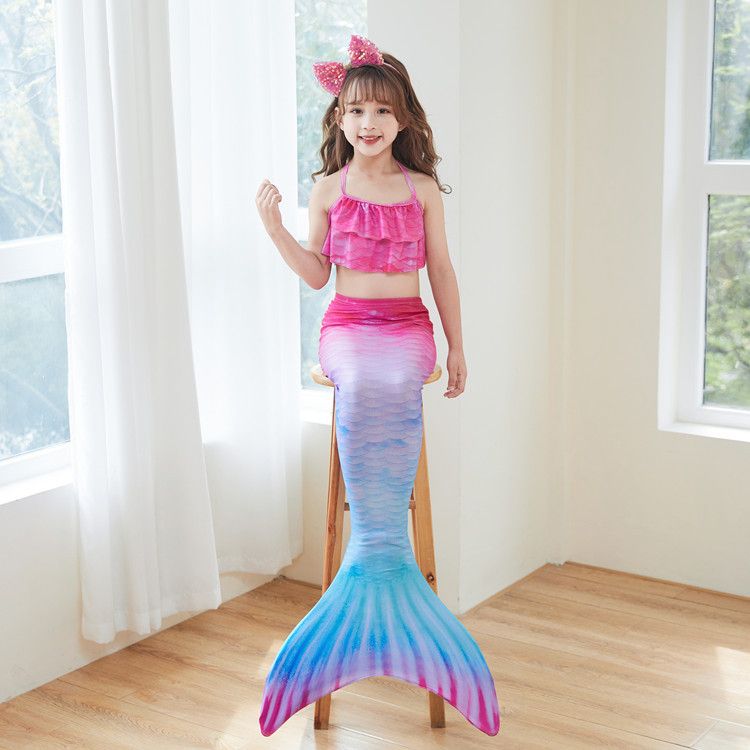 New children's mermaid swimsuit,performance swimsuit three piece set,fish tail,princess dresses for girls of all sizes,bikini clothing,swimsuit set,fashionable mermaid princess clothing,skin friendly