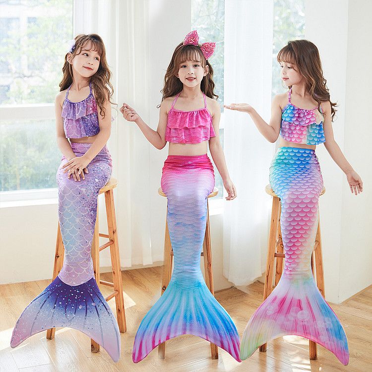 New children's mermaid swimsuit,performance swimsuit three piece set,fish tail,princess dresses for girls of all sizes,bikini clothing,swimsuit set,fashionable mermaid princess clothing,skin friendly
