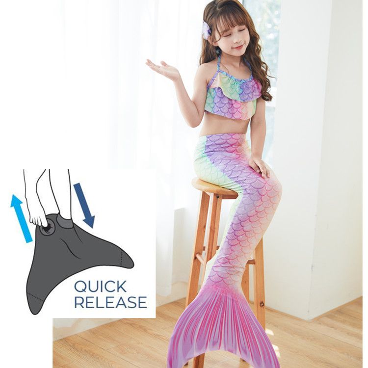 New children's mermaid swimsuit,performance swimsuit three piece set,fish tail,princess dresses for girls of all sizes,bikini clothing,swimsuit set,fashionable mermaid princess clothing,skin friendly