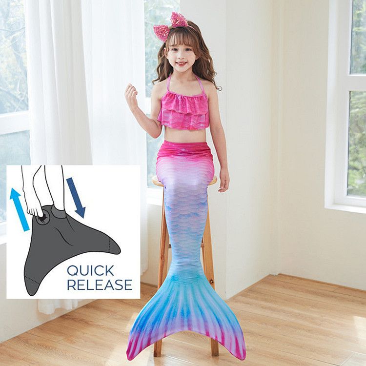 New children's mermaid swimsuit,performance swimsuit three piece set,fish tail,princess dresses for girls of all sizes,bikini clothing,swimsuit set,fashionable mermaid princess clothing,skin friendly
