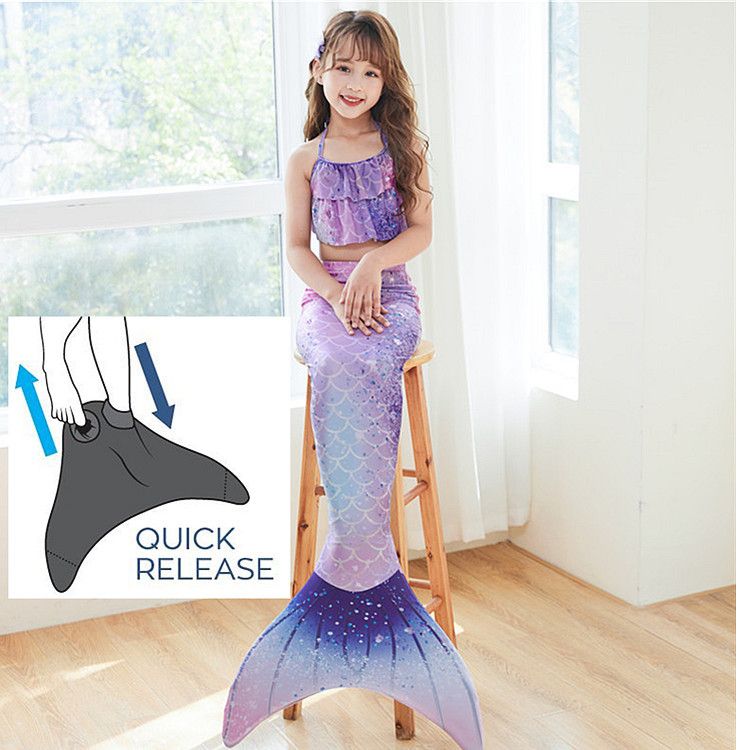 New children's mermaid swimsuit,performance swimsuit three piece set,fish tail,princess dresses for girls of all sizes,bikini clothing,swimsuit set,fashionable mermaid princess clothing,skin friendly