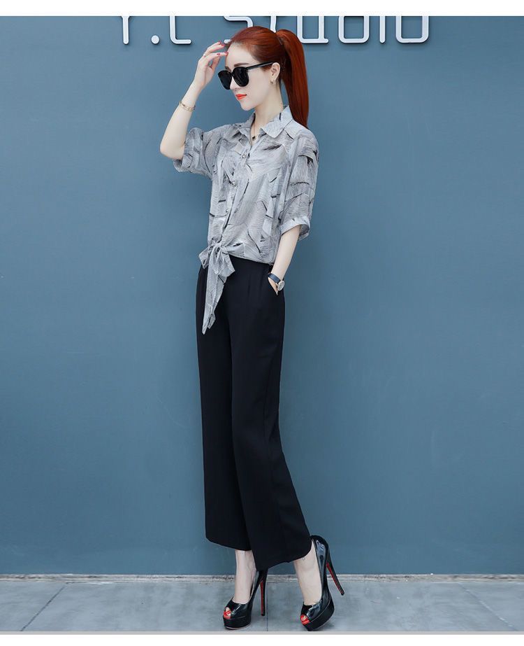 Fashionable floral chiffon top, women's 2024 spring/summer autumn short sleeved shirt, loose and stylish small shirt, belly covering slim fit T-shirt, lapel cardigan clothes, casual and versatile