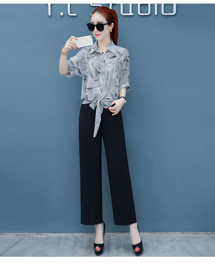 Fashionable floral chiffon top, women's 2024 spring/summer autumn short sleeved shirt, loose and stylish small shirt, belly covering slim fit T-shirt, lapel cardigan clothes, casual and versatile