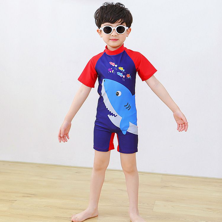 European and American cartoon children's swimsuits,cute boys and girls' swimsuits,one-piece baby quick drying swimsuits for small and medium-sized children,short sleeved dinosaur seahorse unicorn,soft
