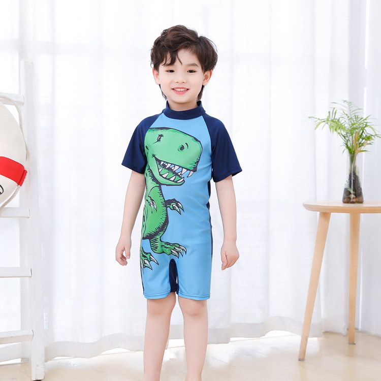 European and American cartoon children's swimsuits,cute boys and girls' swimsuits,one-piece baby quick drying swimsuits for small and medium-sized children,short sleeved dinosaur seahorse unicorn,soft