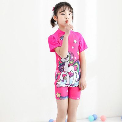 European and American cartoon children's swimsuits,cute boys and girls' swimsuits,one-piece baby quick drying swimsuits for small and medium-sized children,short sleeved dinosaur seahorse unicorn,soft