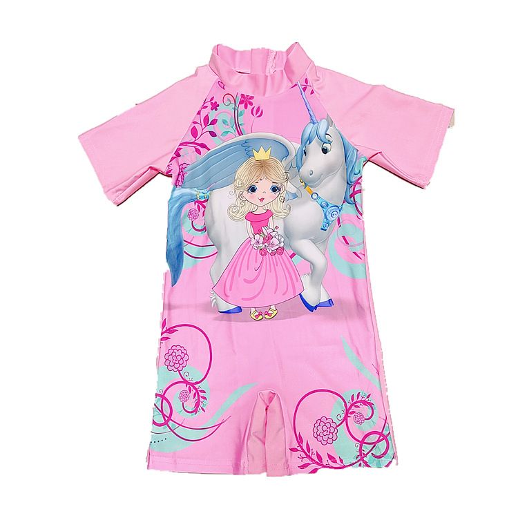 European and American cartoon children's swimsuits,cute boys and girls' swimsuits,one-piece baby quick drying swimsuits for small and medium-sized children,short sleeved dinosaur seahorse unicorn,soft